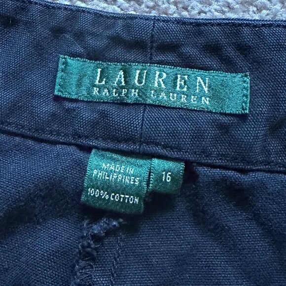 Lauren Ralph Lauren Black Flat Front Bermuda Shorts Women's Plus Size 16 Preppy - Picture 11 of 14